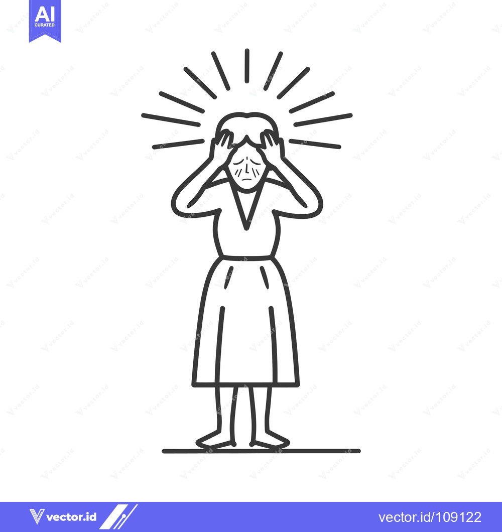 Premium Vector dari Woman with Headache and Lines Radiating from Head