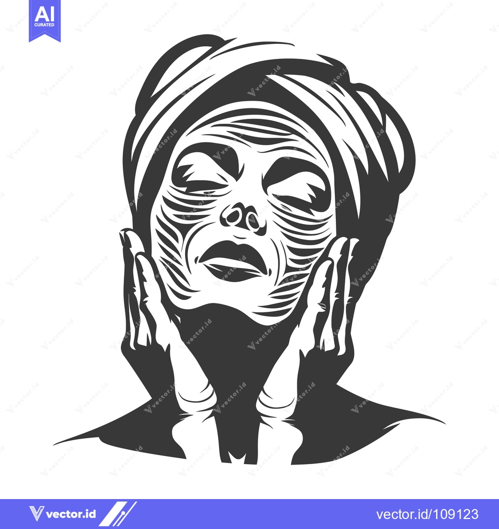 Premium Vector of Woman with head wrapped in a towel, eyes closed, and hands on face