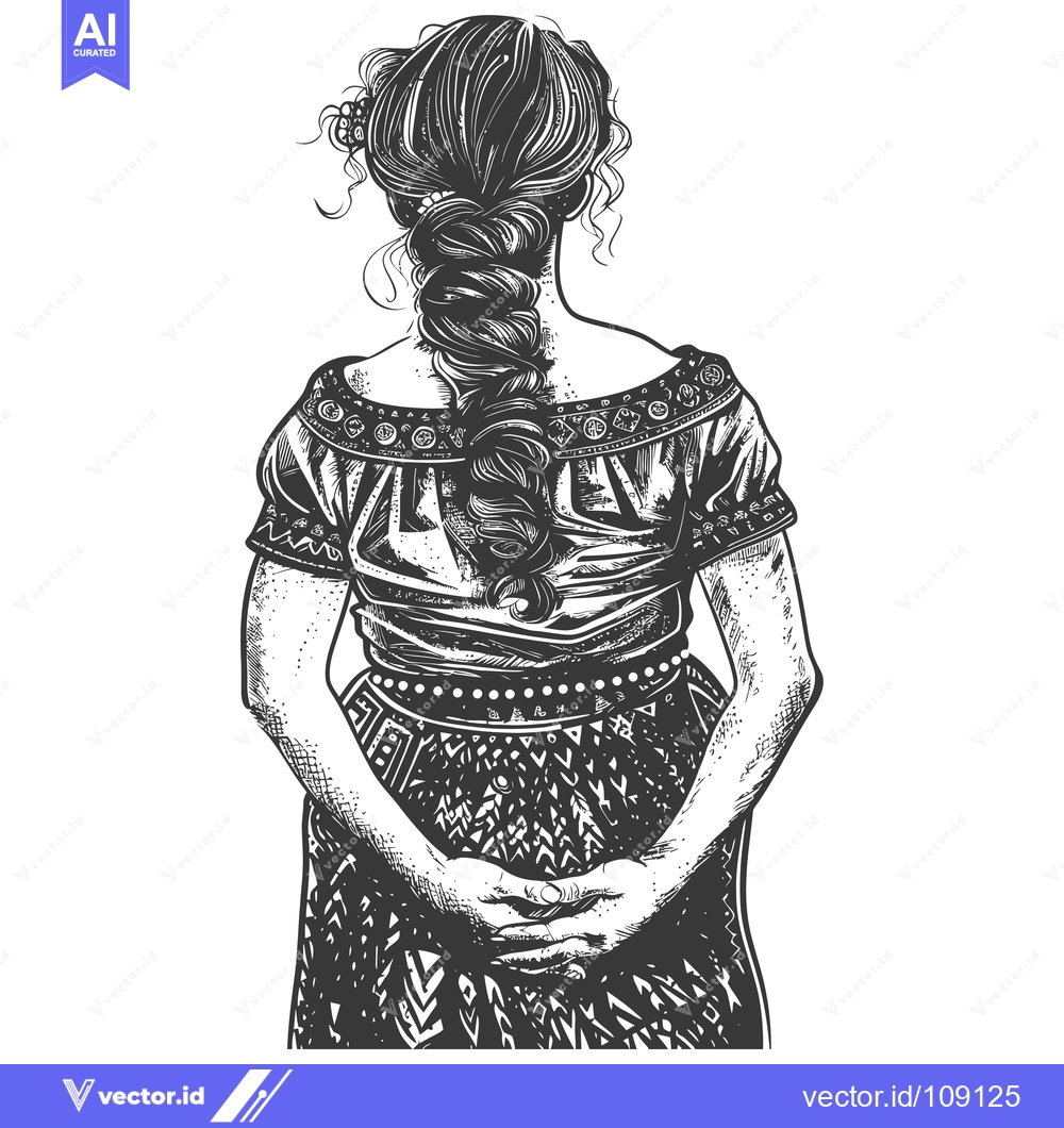 Premium Vector dari Woman with Long Braided Hair Wearing Traditional Clothing