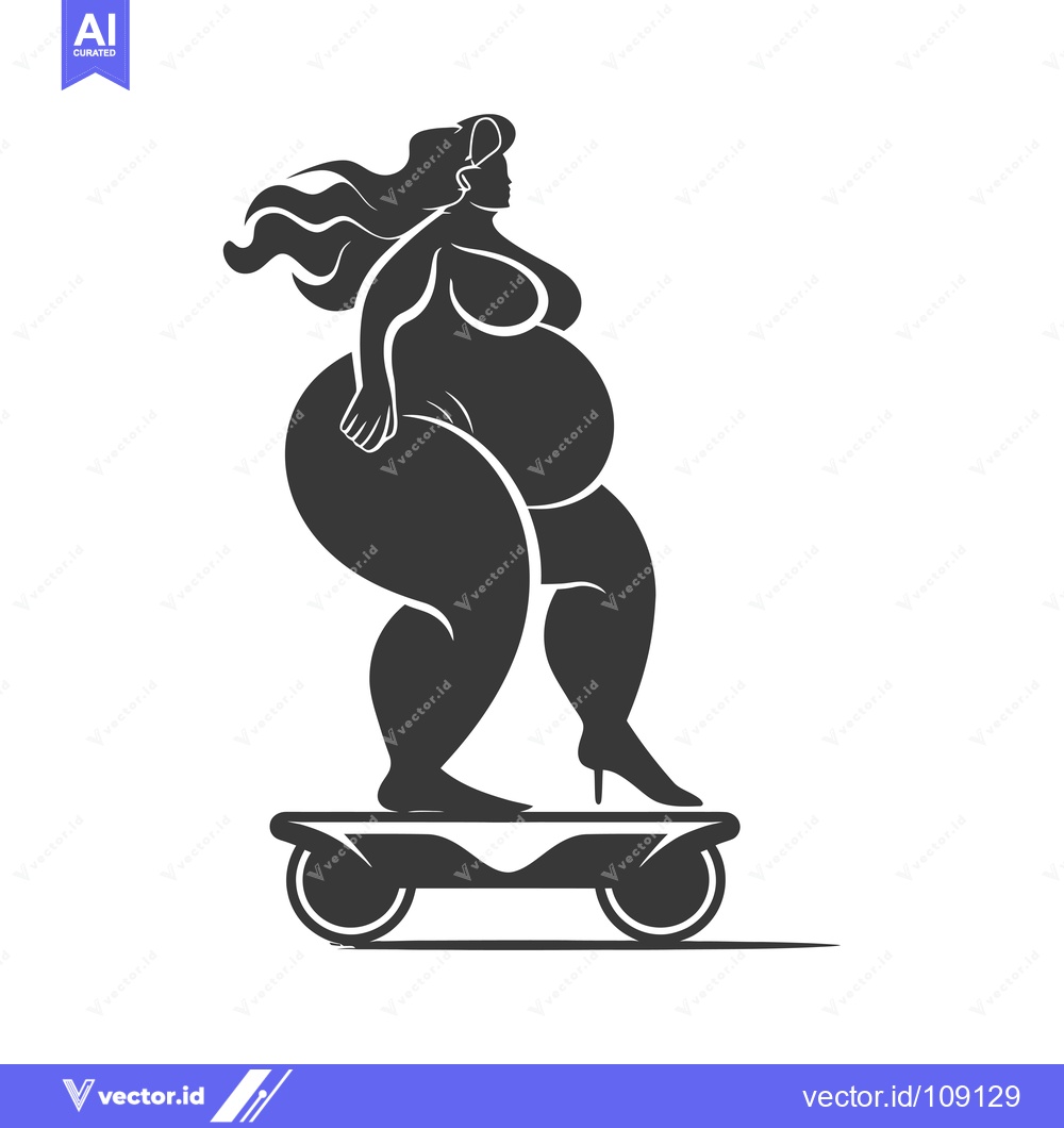 Premium Vector of Woman with Long Hair Riding a Hoverboard