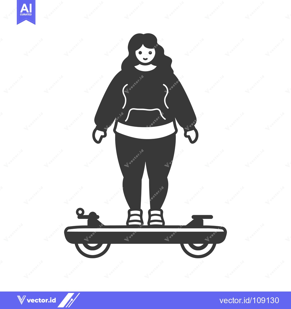Premium Vector dari Woman with Long Hair Riding a Self-Balancing Electric Scooter