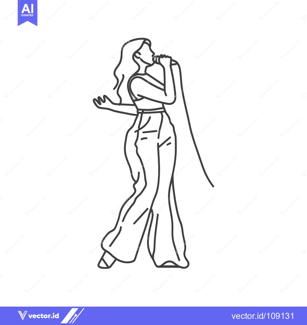 Premium Vector dari Woman with long hair singing into a microphone