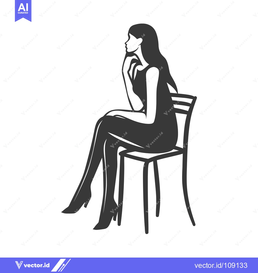 Premium Vector dari Woman with long hair sitting on a chair in a dress