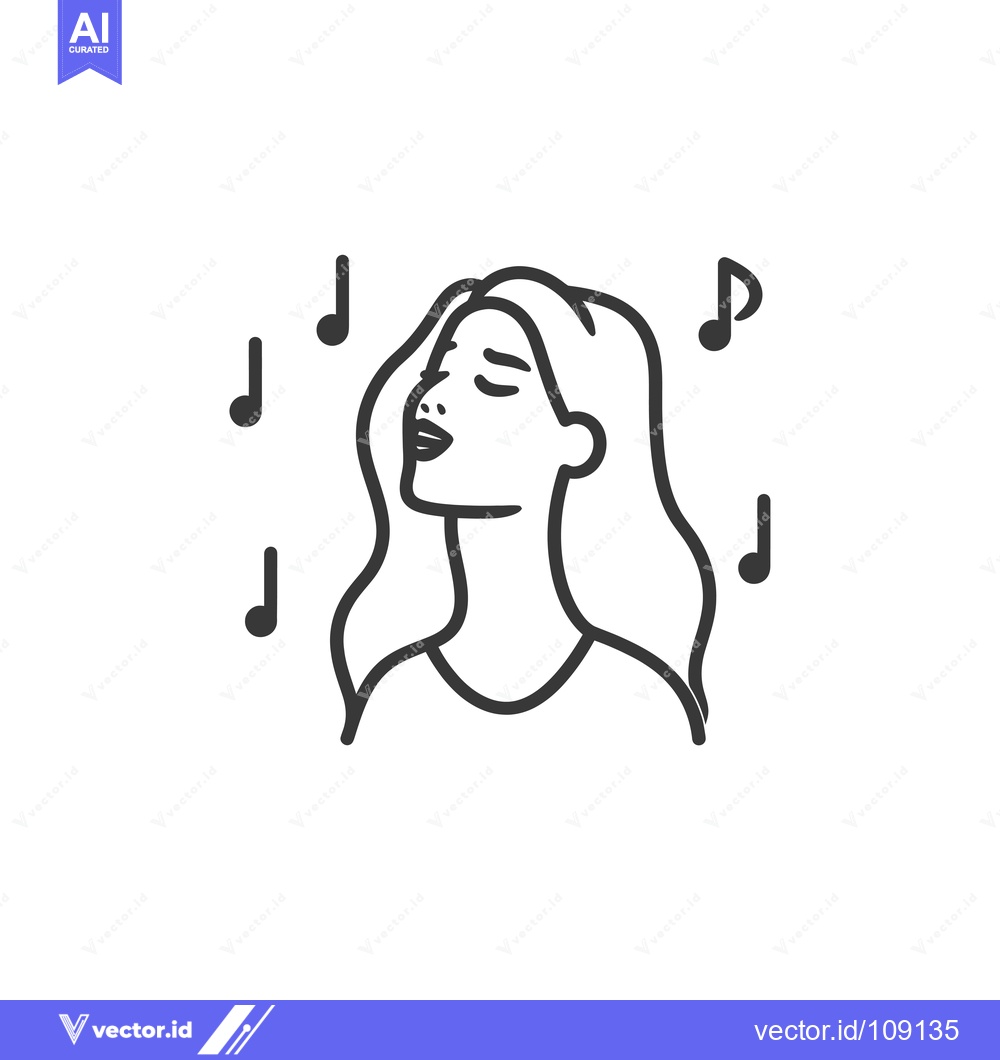Premium Vector dari Woman with Long Hair Surrounded by Music Notes