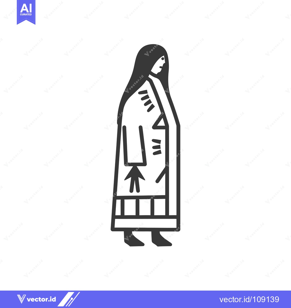 Premium Vector of Woman with long hair wearing traditional garment