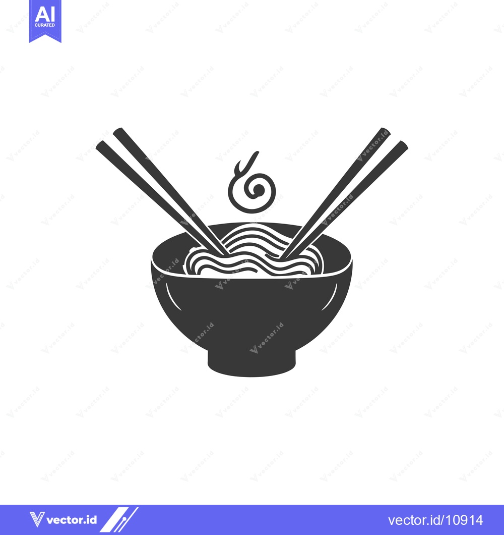 Premium Vector of A bowl of steaming noodles with chopsticks