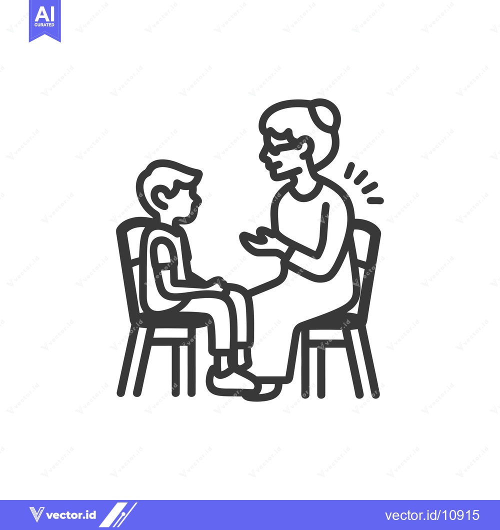 Premium Vector of A boy and a woman sitting on chairs, facing each other in conversation