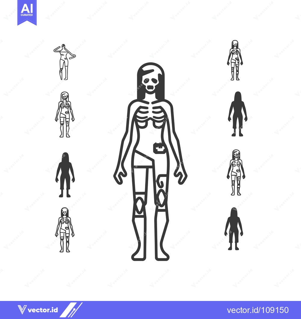 Premium Vector dari Woman with Visible Skeleton and Bandages