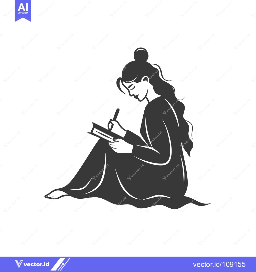 Premium Vector of Woman Writing in a Book While Sitting