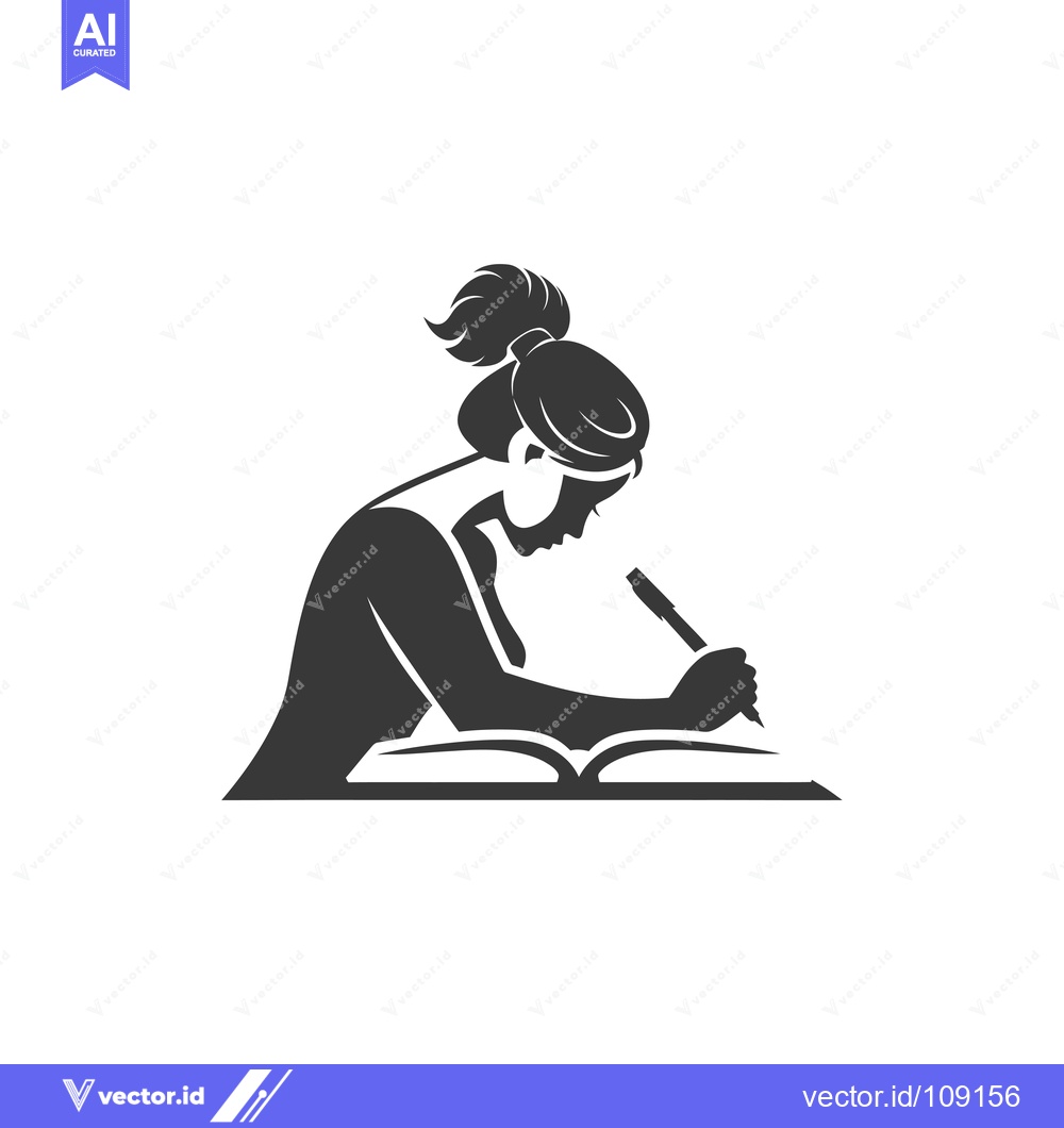 Premium Vector dari Woman Writing in a Book with a Pen