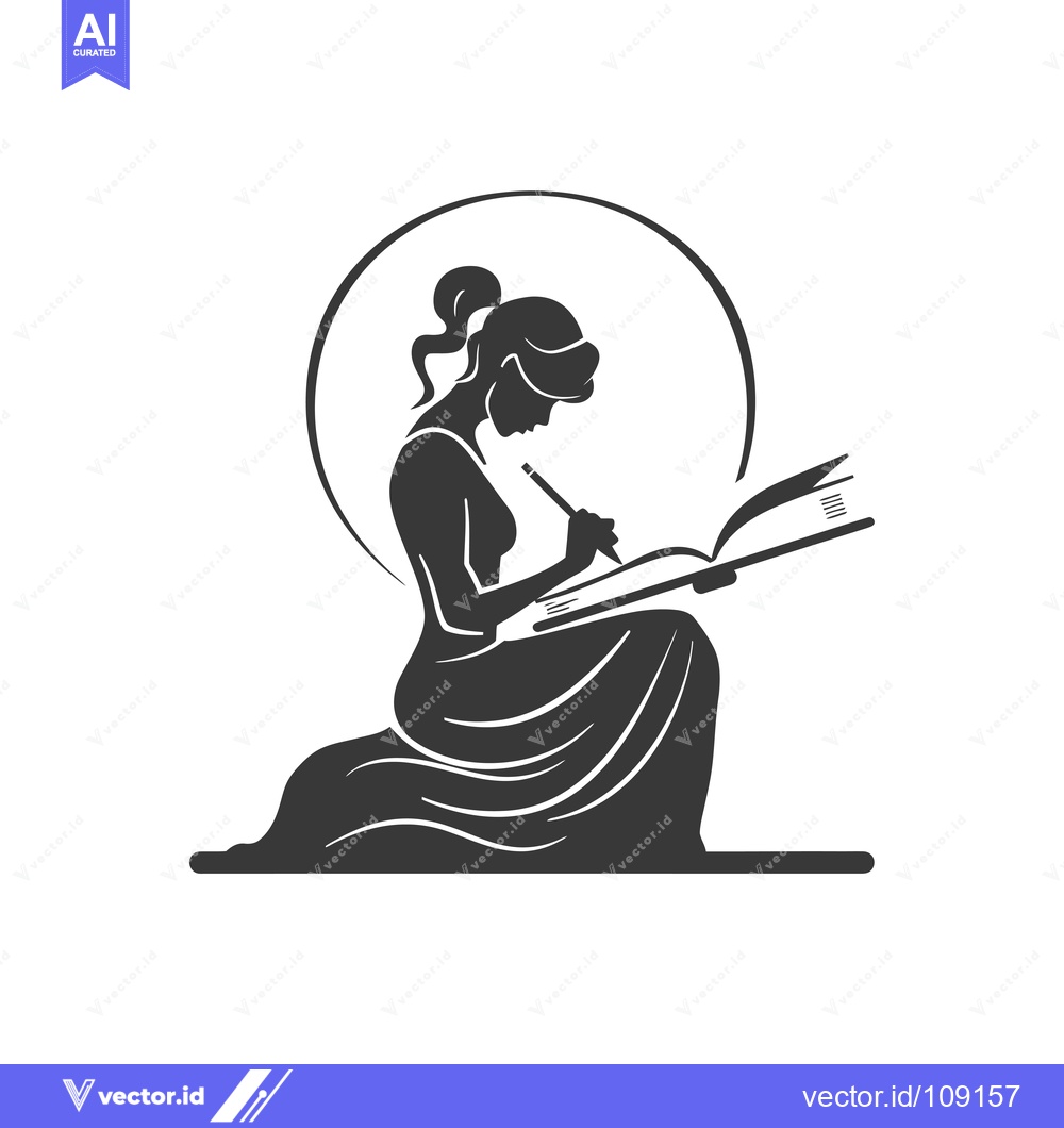 Premium Vector of Woman Writing in a Book with a Pencil