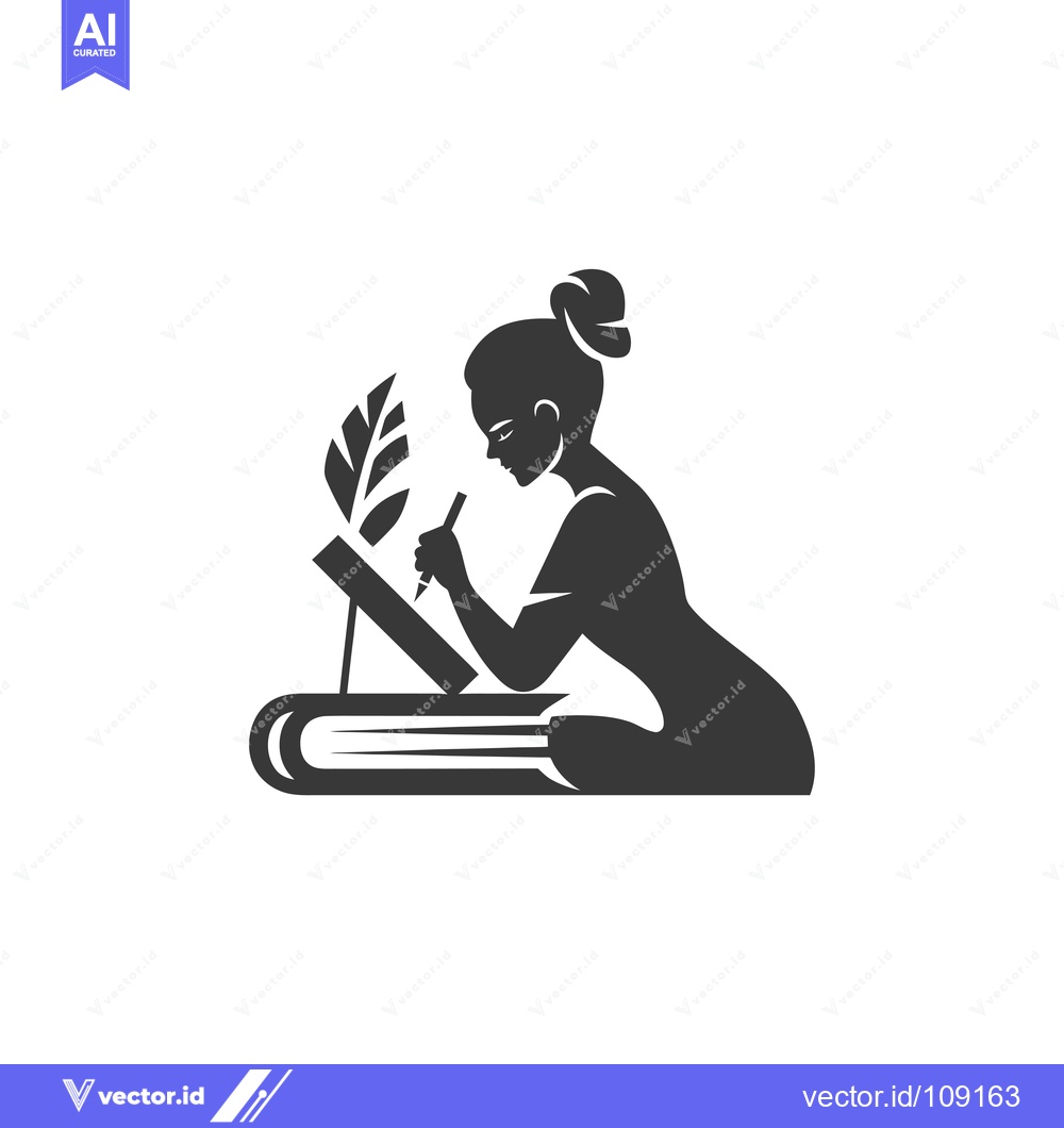 Premium Vector dari Woman Writing on a Book with a Quill Pen