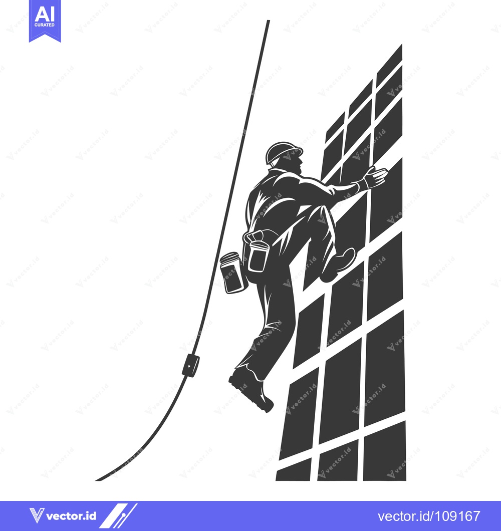 Premium Vector dari Worker Climbing a Wall with Safety Rope