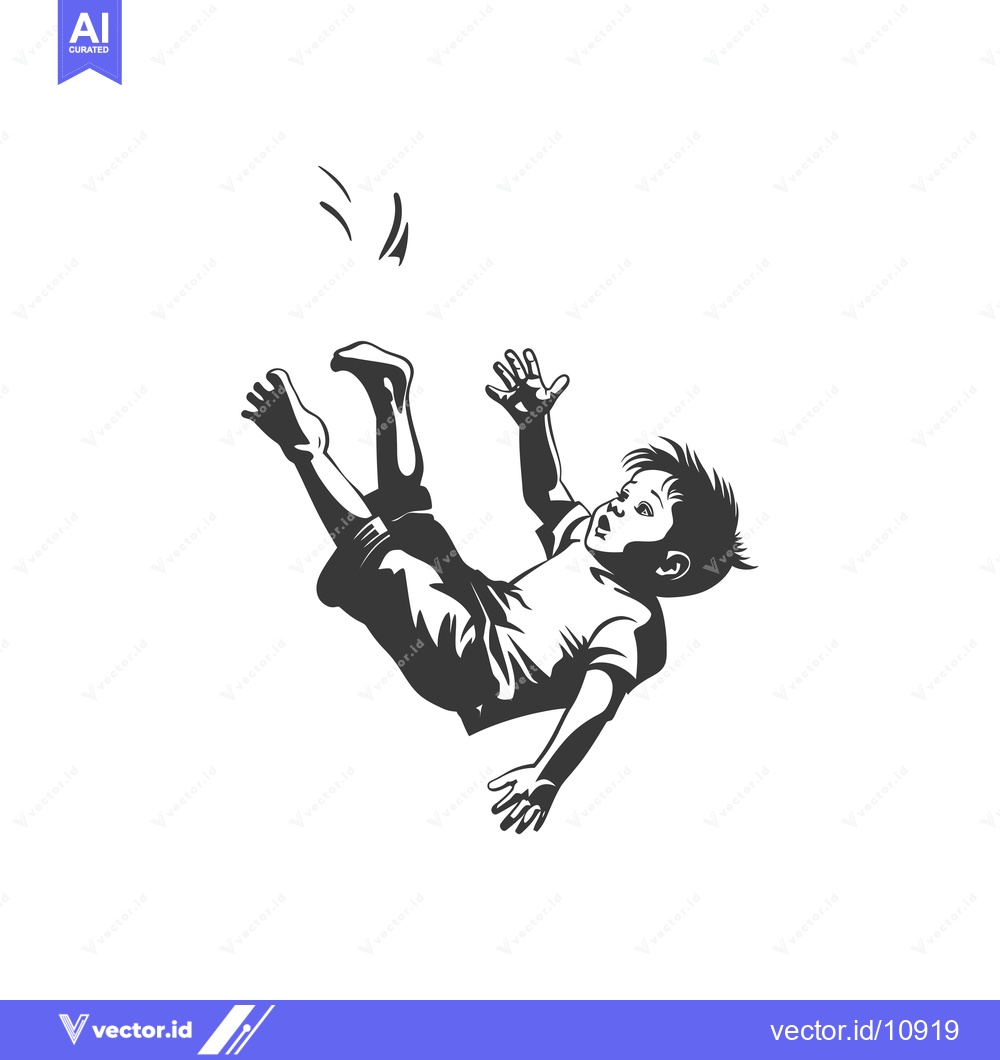 Premium Vector dari A Boy Falling With His Arms Outstretched and Legs Extended