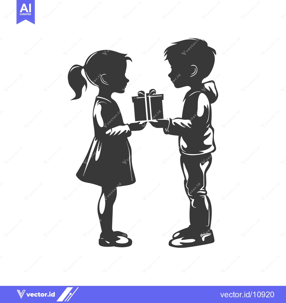 Premium Vector dari A Boy Giving a Girl a Gift
