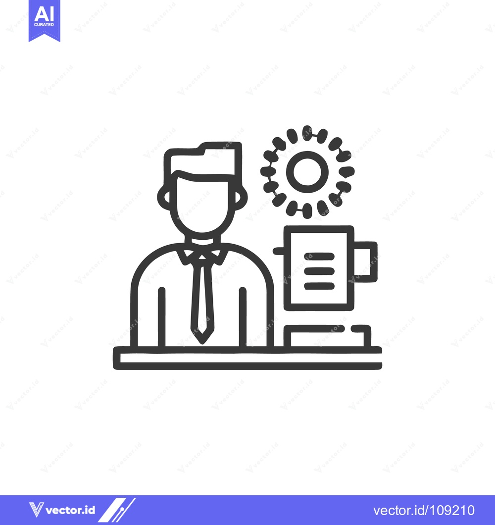 Premium Vector dari Minimalist Line Art: Businessman, Virus, and Computer Icon