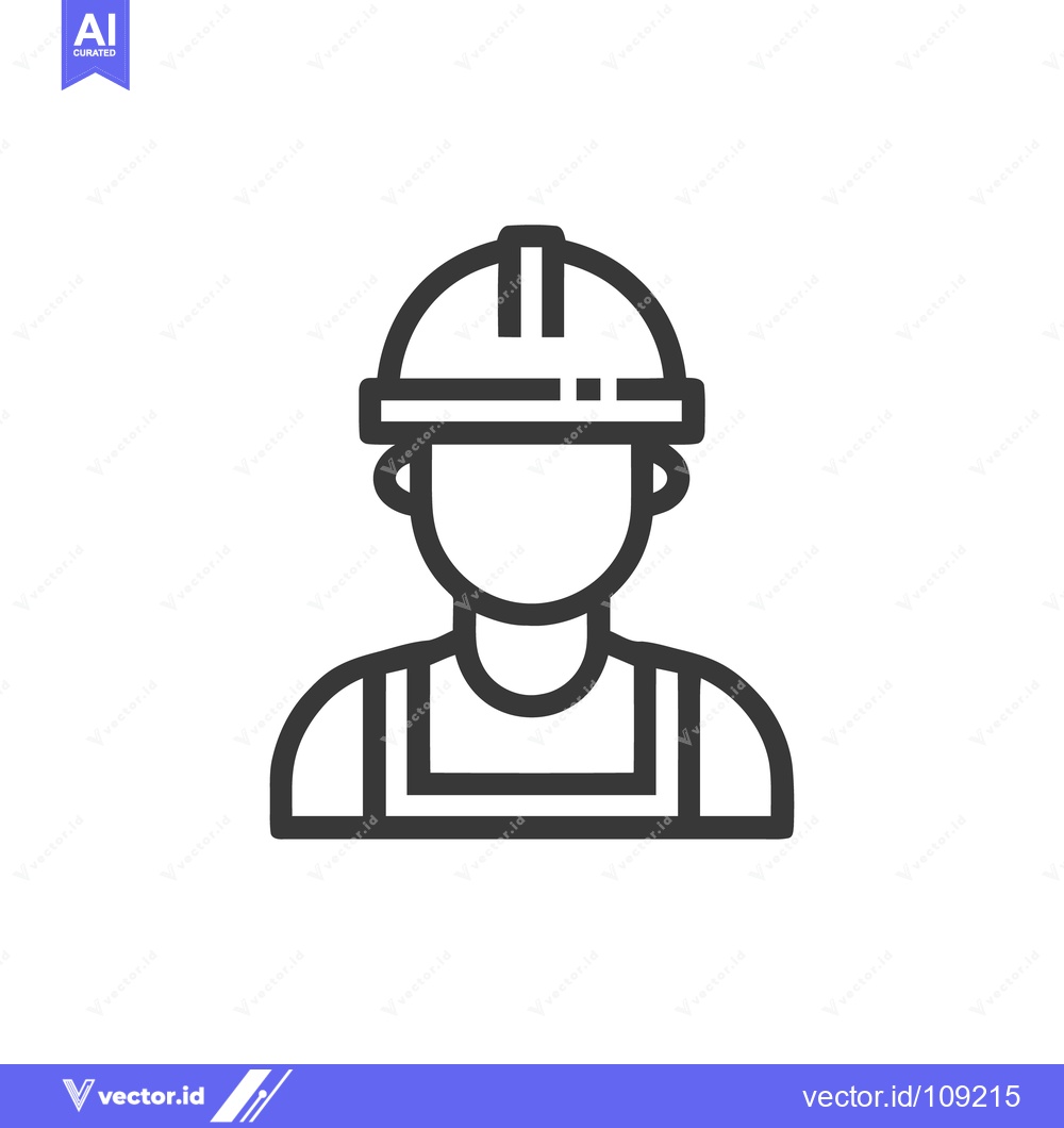 Premium Vector dari Minimalist Construction Worker Icon with Hard Hat and Overalls