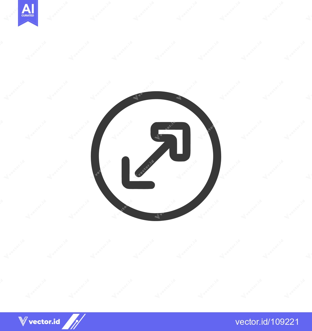 Premium Vector of Expand Icon in Circle, Black Outline on White Background, Simple Desig