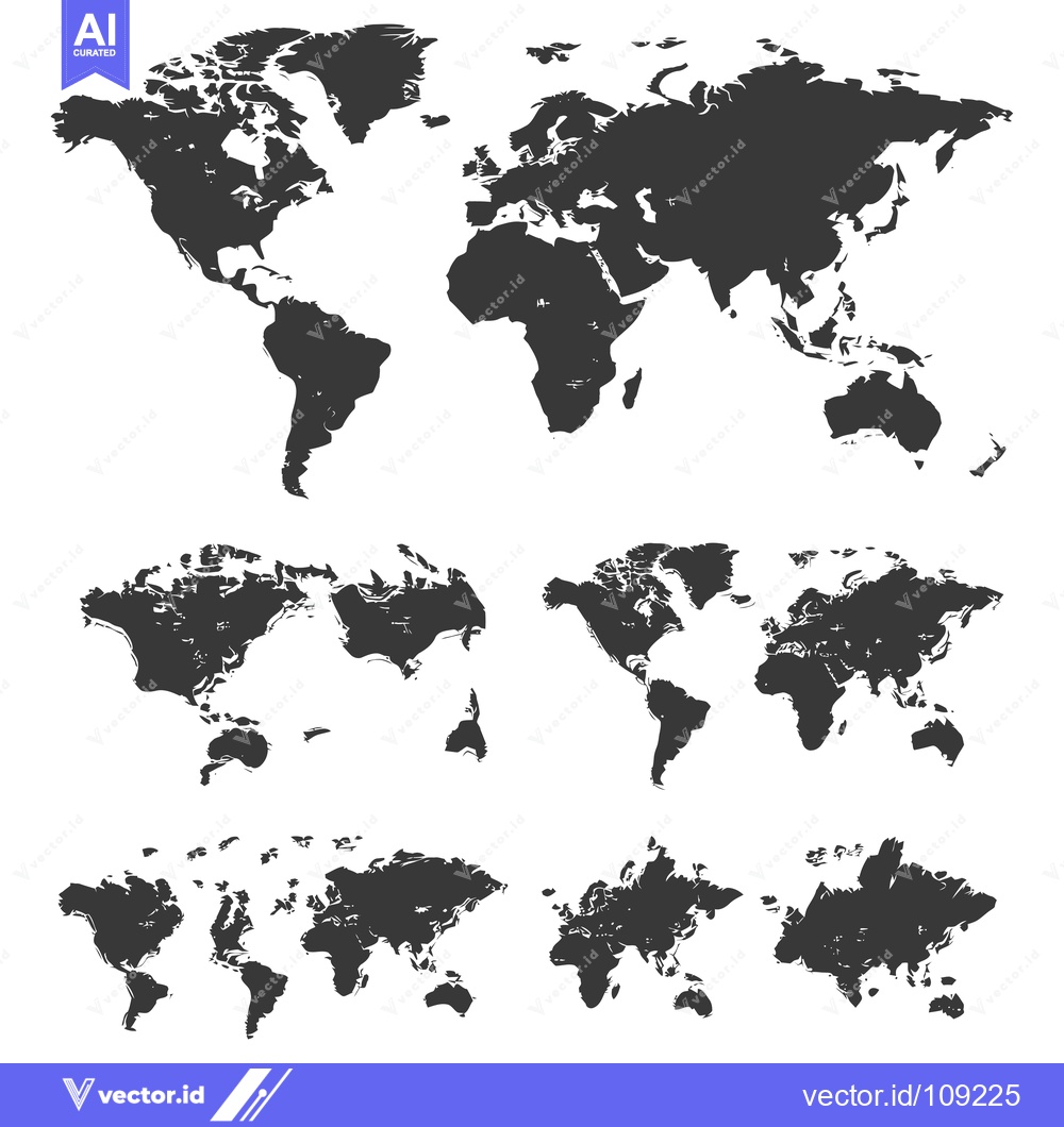 Premium Vector of World Map in Various Styles and Scales