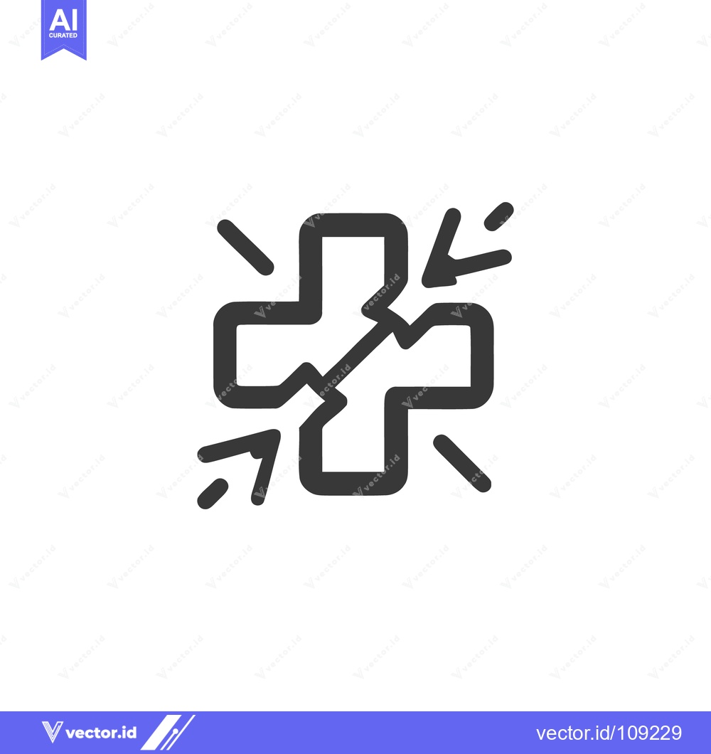 Premium Vector dari Broken Medical Cross Symbol with Arrows, Healthcare Crisis Concept
