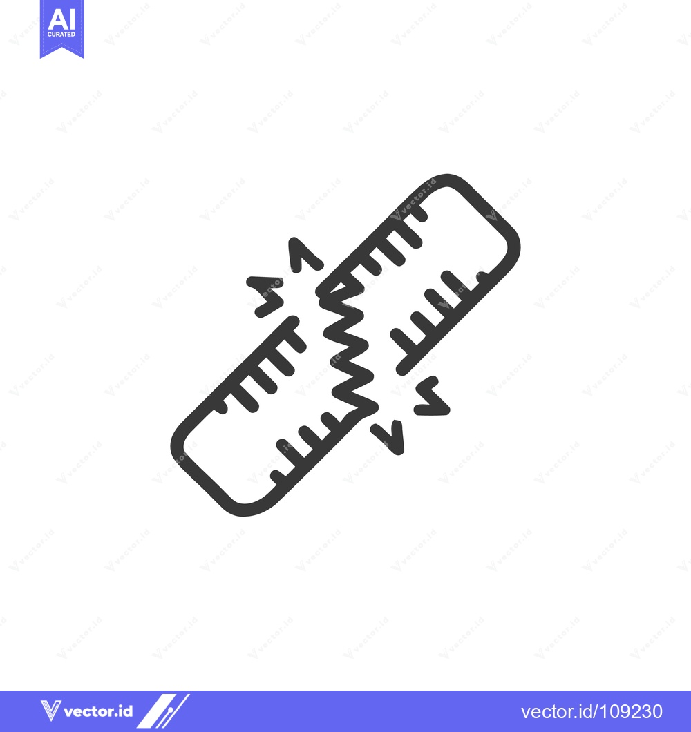 Premium Vector of Broken Ruler Icon: Measurement Failure, Precision Lost, Damaged Tool S