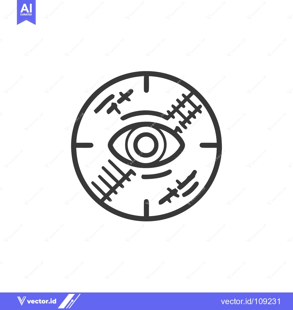 Premium Vector of Abstract Eye Icon with Crosshair Design, Minimalist Style, Surveillanc