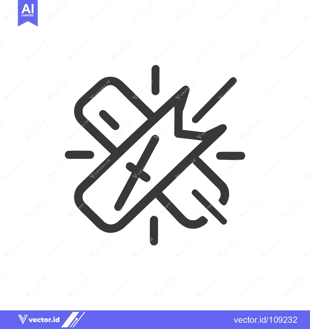 Premium Vector dari Broken Wood Icon: Damaged Plank with Splinters, Line Art Symbol