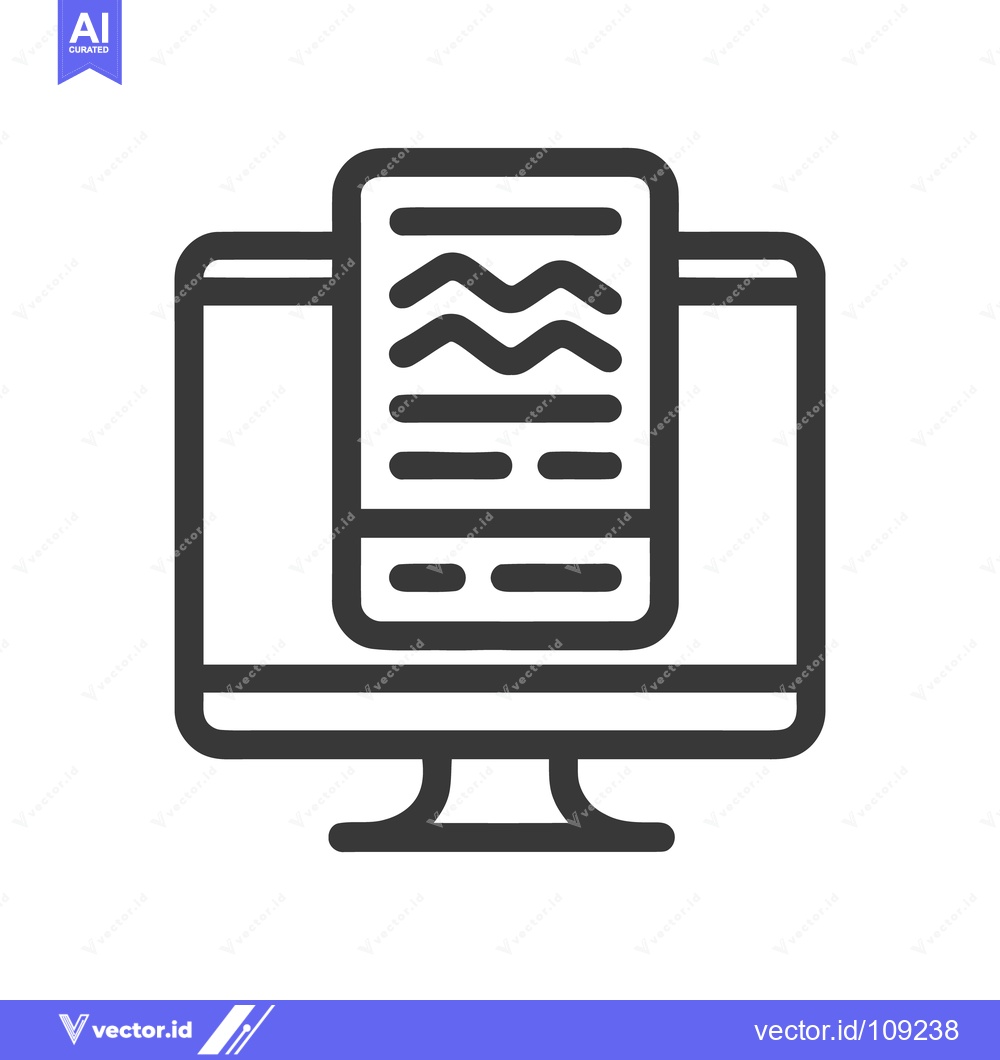 Premium Vector dari Responsive Design Icon: Desktop Monitor Displaying Mobile Content Outl