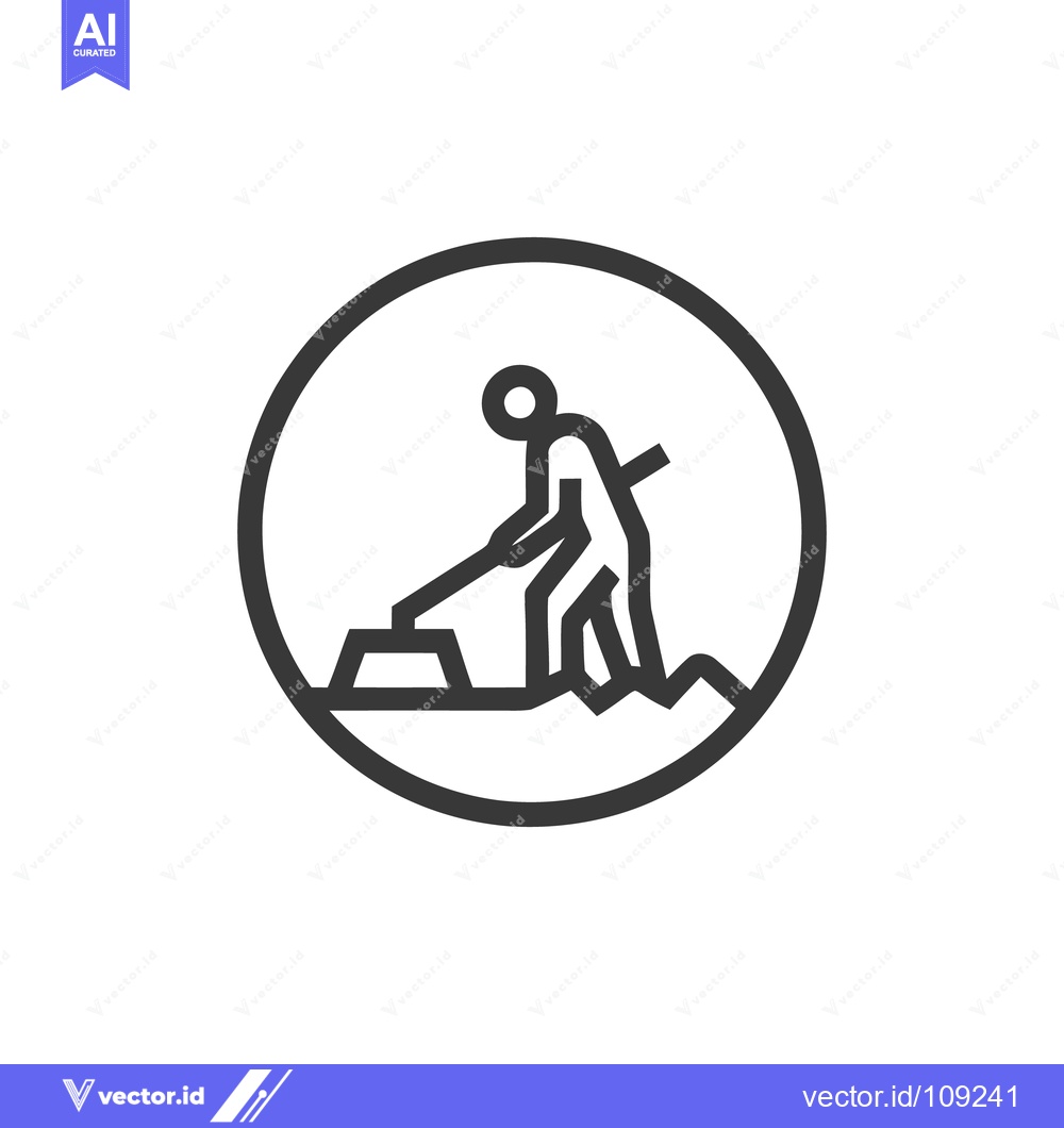 Premium Vector of Minimalist Icon of a Farmer Plowing Field in Circle