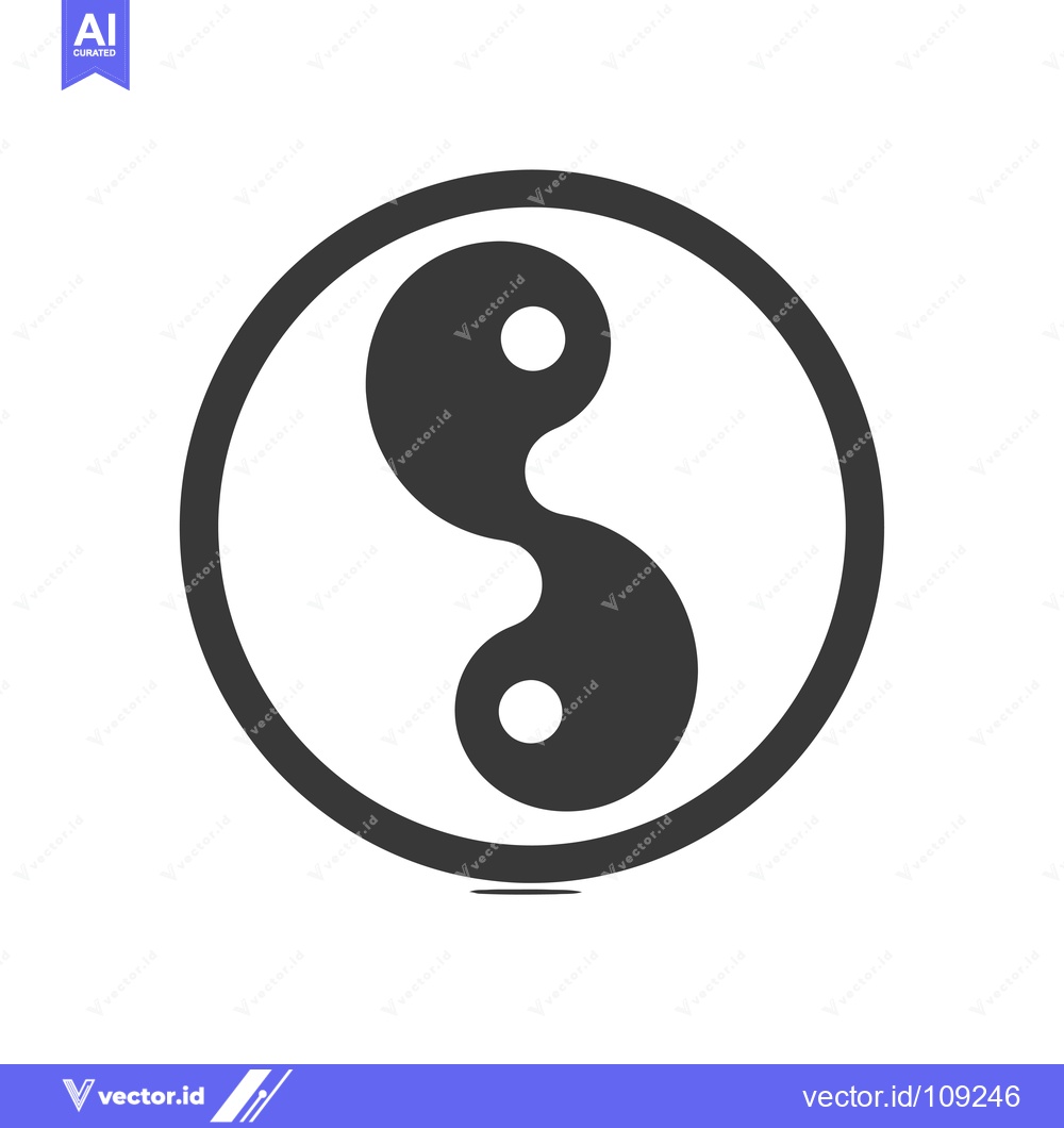 Premium Vector dari Yin Yang Symbol in a Circle with a Shadow