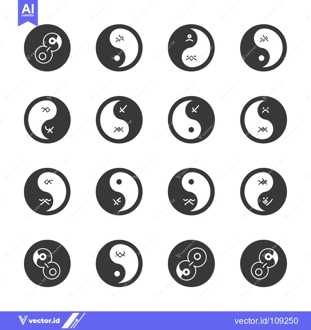 Premium Vector of Yin Yang Symbol Variations with Different Design Elements