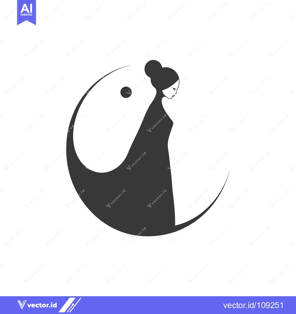 Premium Vector of Yin Yang Symbol with a Woman in a Dress