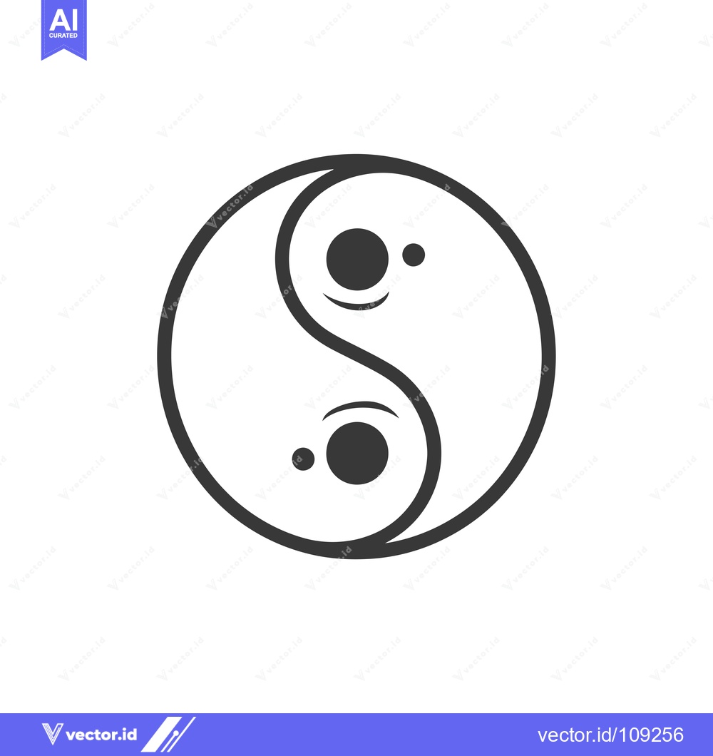 Premium Vector of Yin Yang Symbol with Two Small Circles