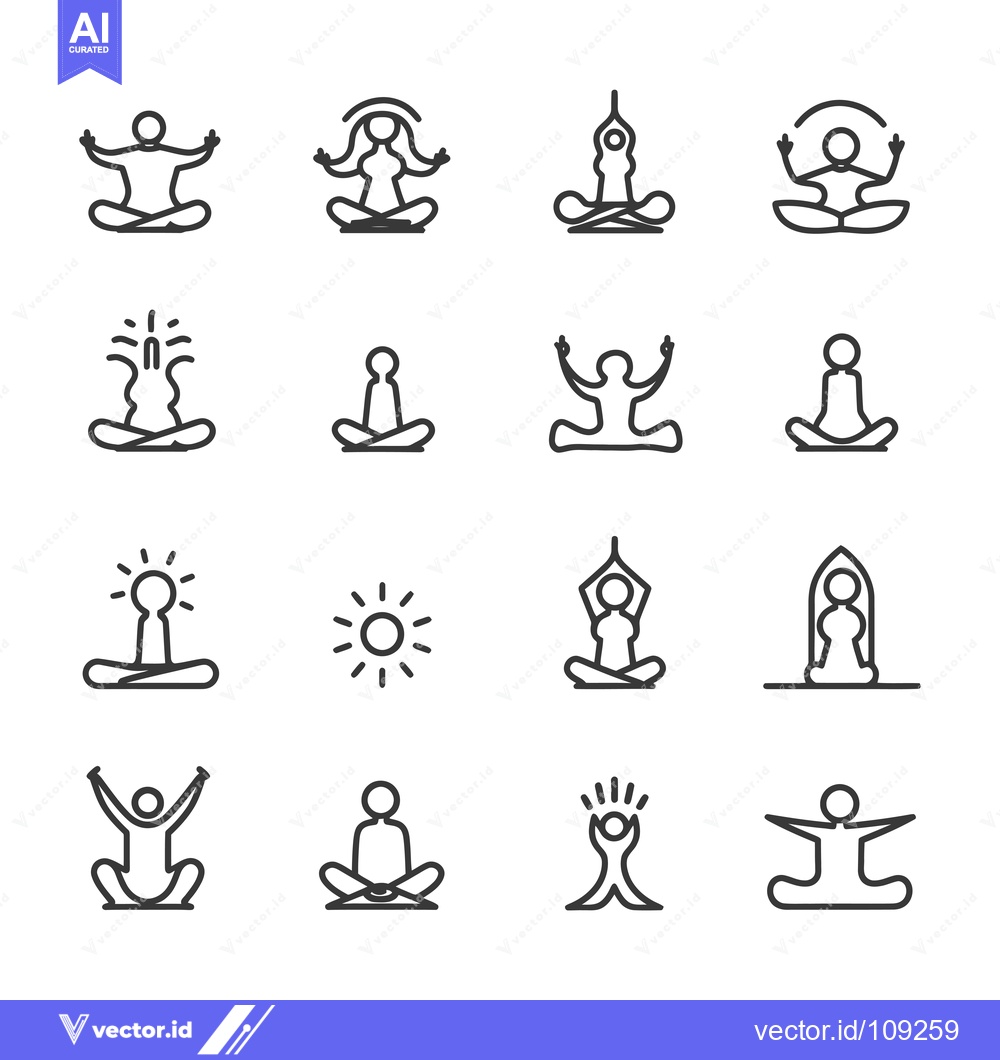 Premium Vector of Yoga Poses and Meditation Icons