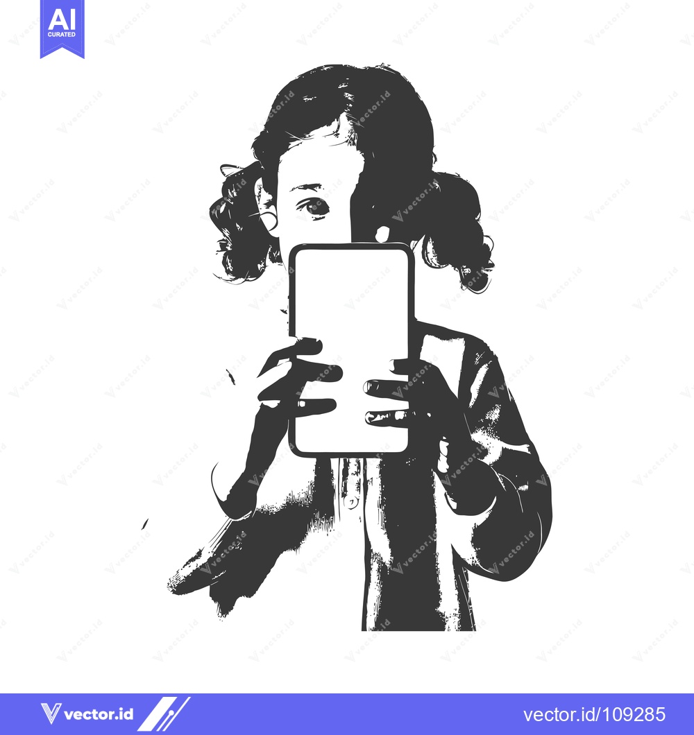 Premium Vector dari Young Girl Taking a Selfie with a Smartphone