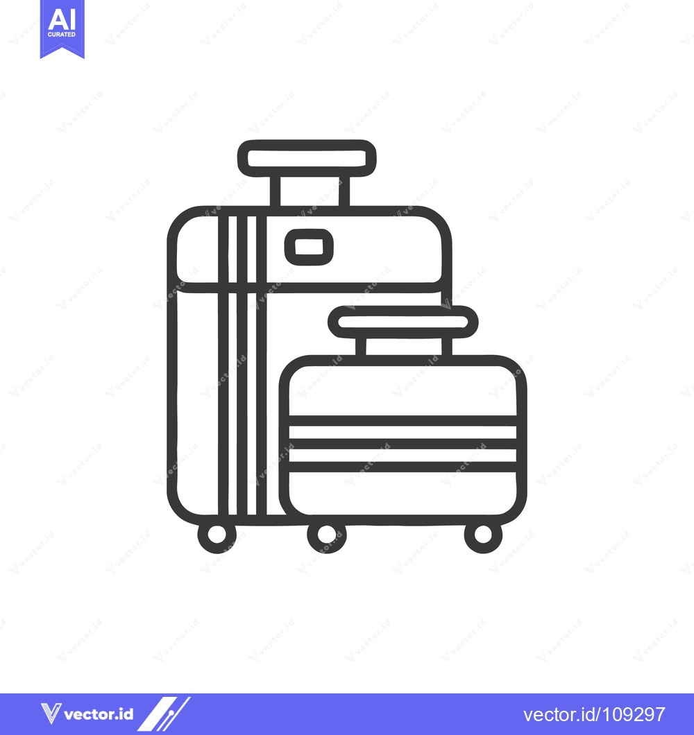 Premium Vector of Minimalist Luggage Icon: Two Suitcases, Travel Symbol, Outline Style