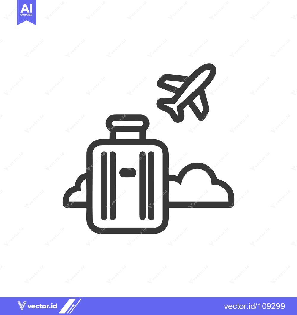 Premium Vector of Travel Icon: Suitcase, Airplane, and Cloud in Minimalist Design