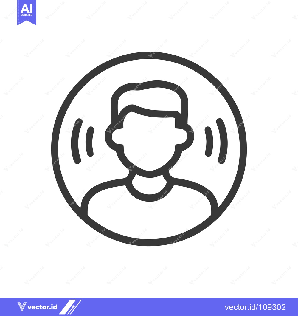 Premium Vector of Person in Circle with Sound Waves Icon, Minimalist Design