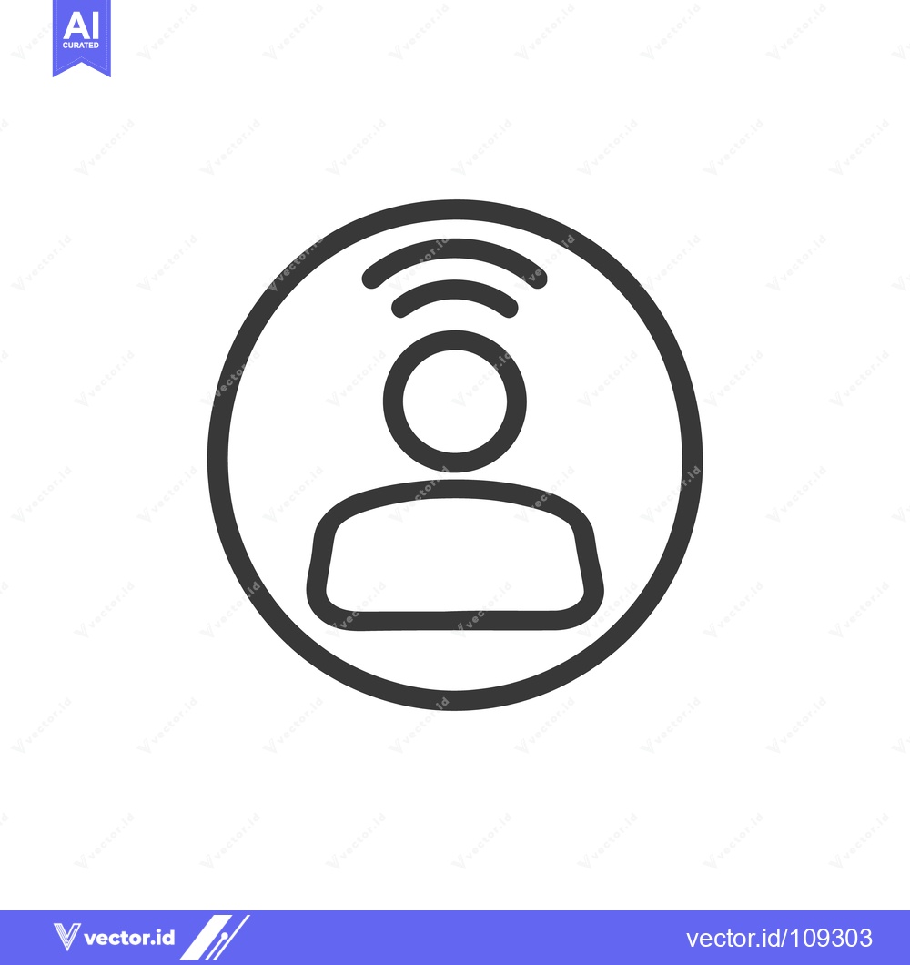 Premium Vector dari Person with WiFi Signal Icon, Minimalist Black and White Design