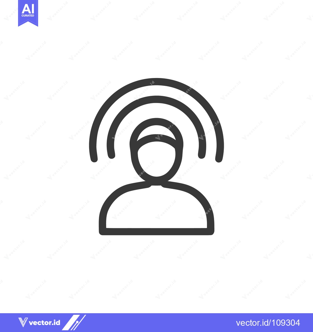Premium Vector dari Person Broadcasting Signal: Minimalist Line Art Icon on White Backgrou