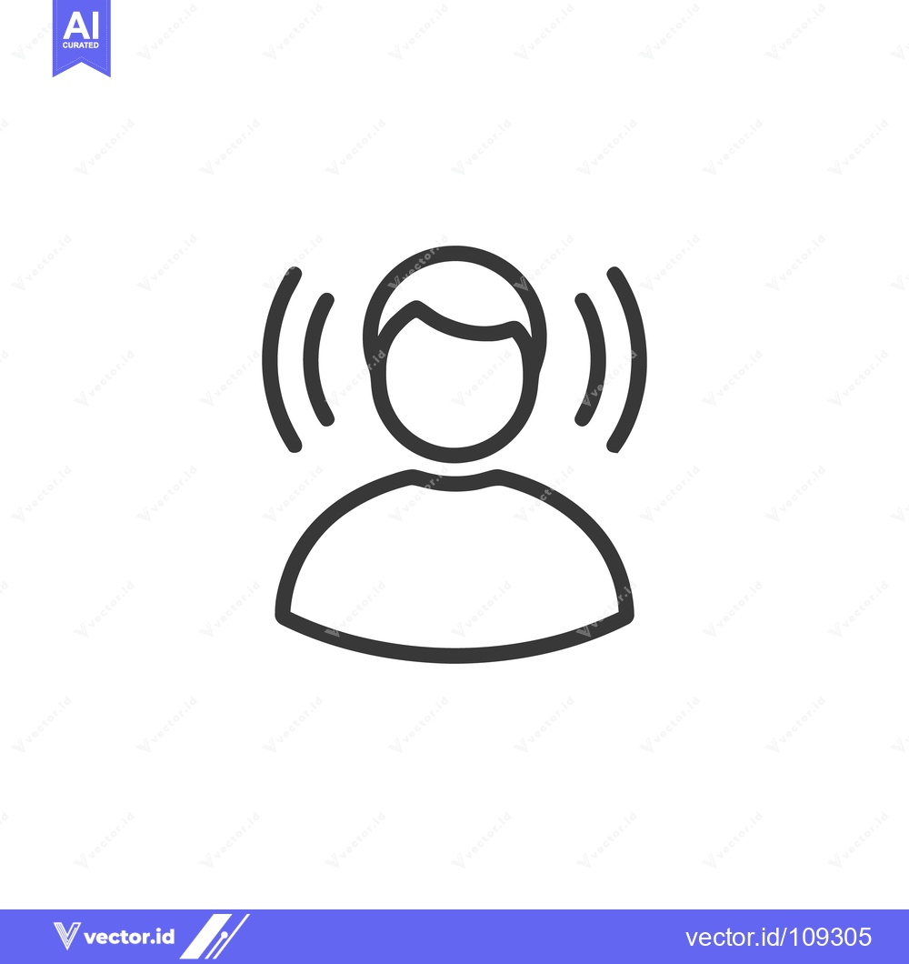 Premium Vector dari Person with Sound Waves Emanating, Minimalist Line Art Icon