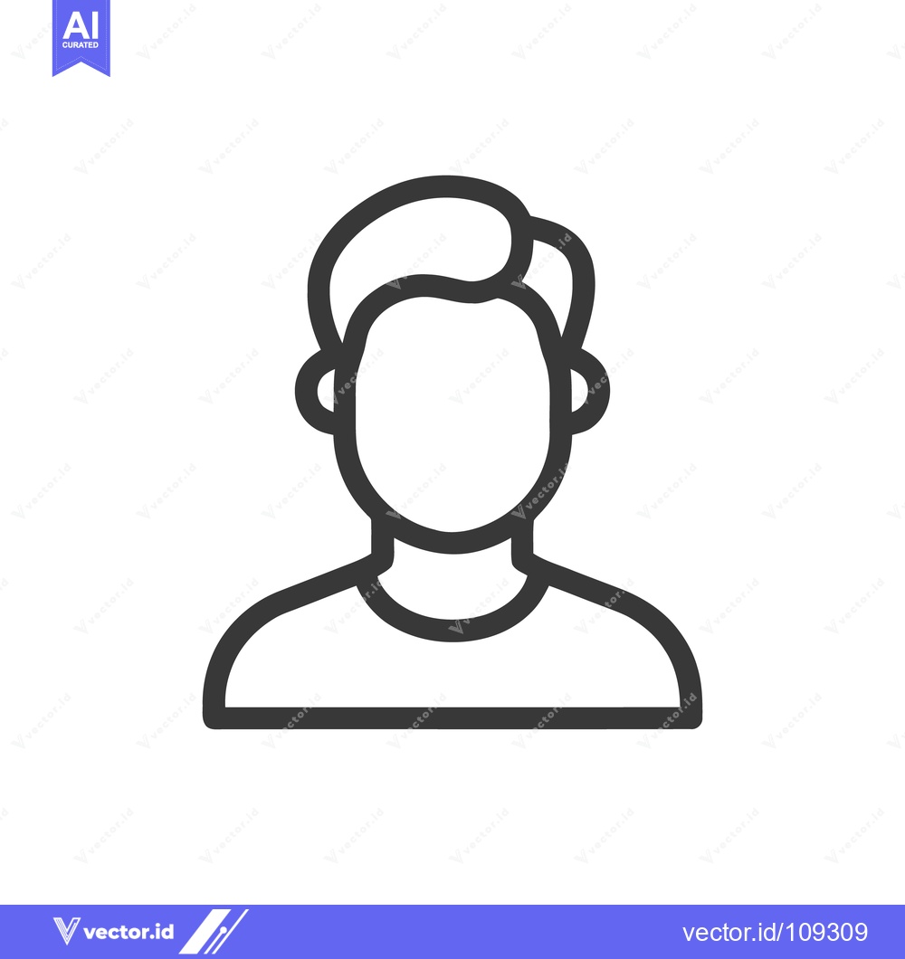 Premium Vector dari Minimalist Man Icon: Faceless Portrait with Modern Hairstyle in Bold O