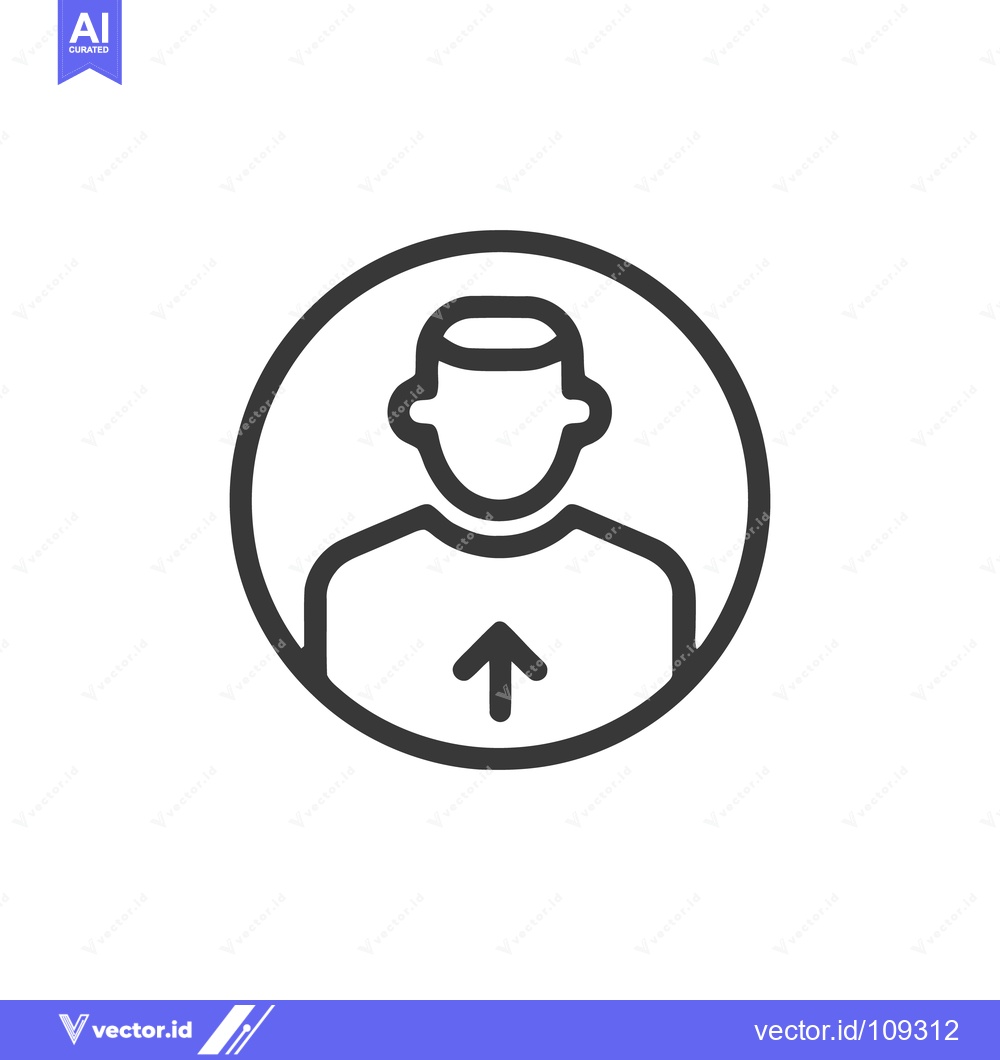 Premium Vector dari User Profile Upload Icon: Simple Outline of Person with Arrow
