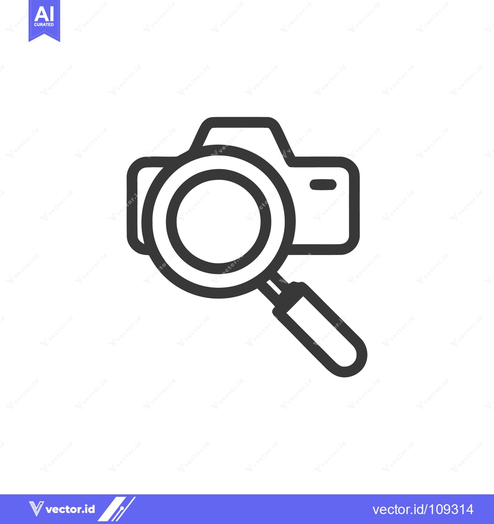 Premium Vector dari Camera Lens Under Magnifying Glass: Photography Research Icon