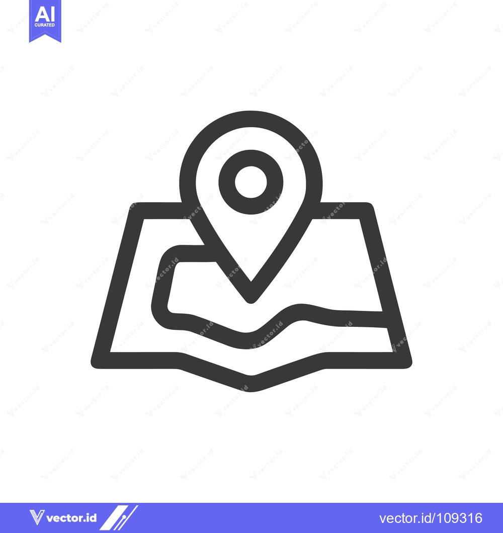 Premium Vector dari Minimalist Map Icon with Location Pin on White Background