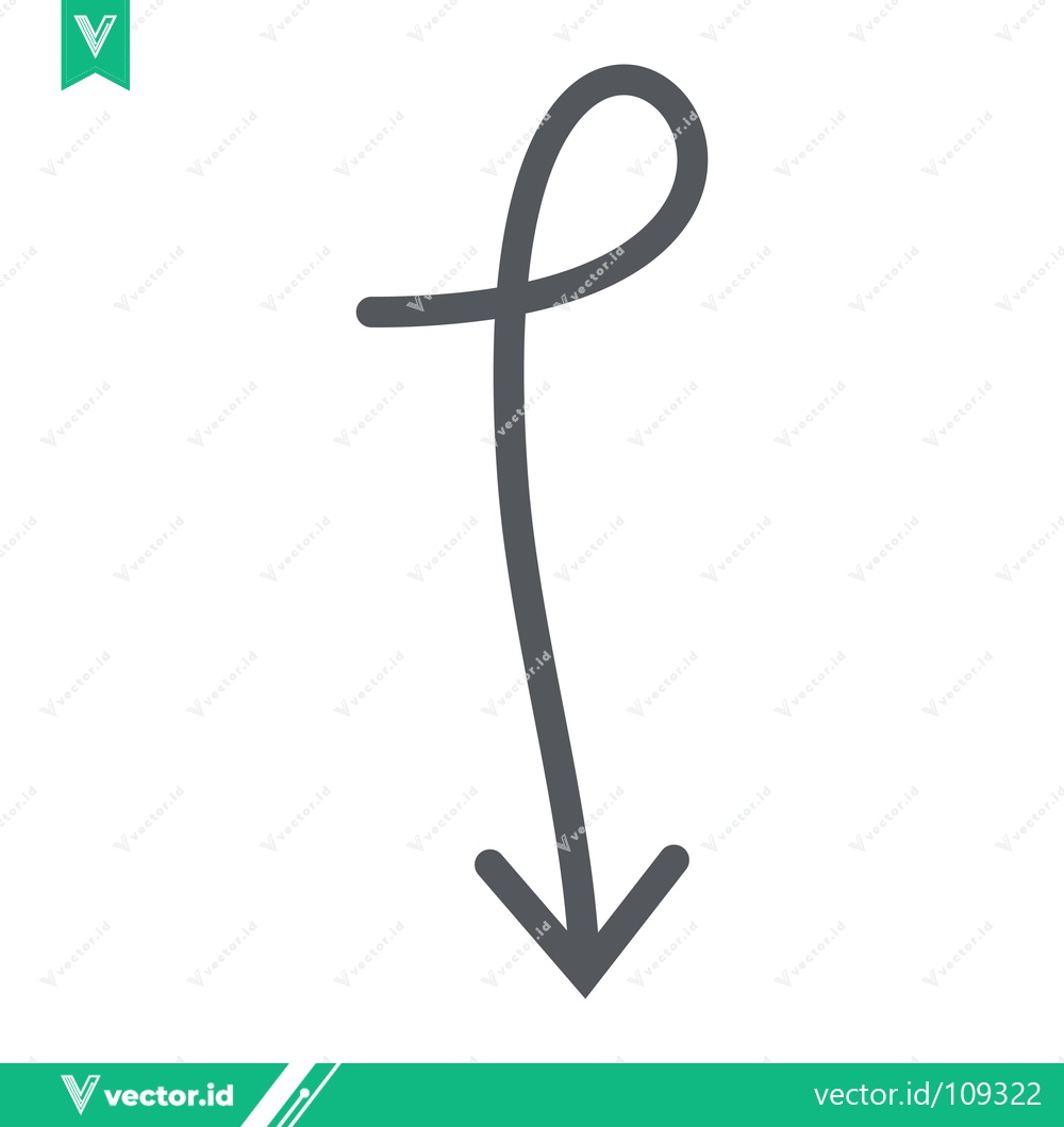 Premium Vector of Simple Hand Drawn Arrow Pointing Downwards with a Loop