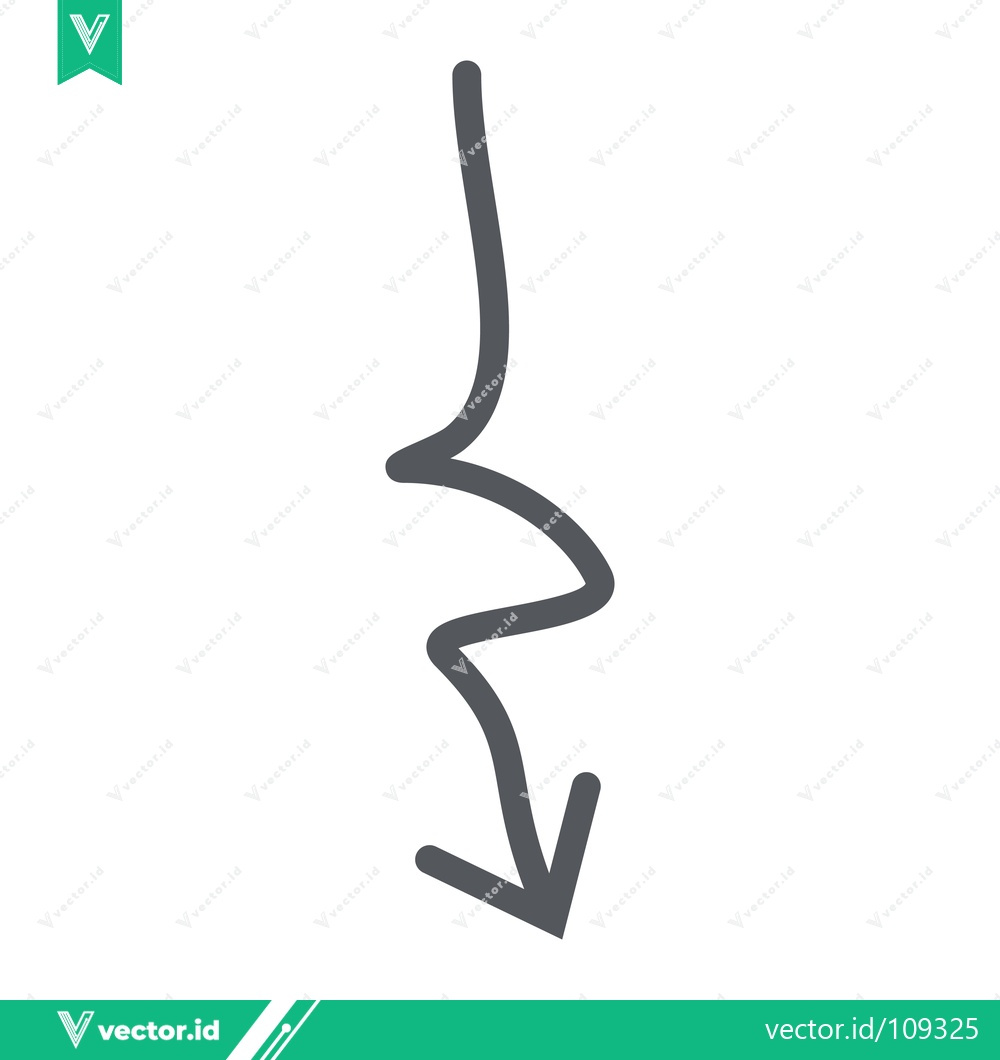 Premium Vector dari Hand Drawn Wavy Arrow Pointing Downwards