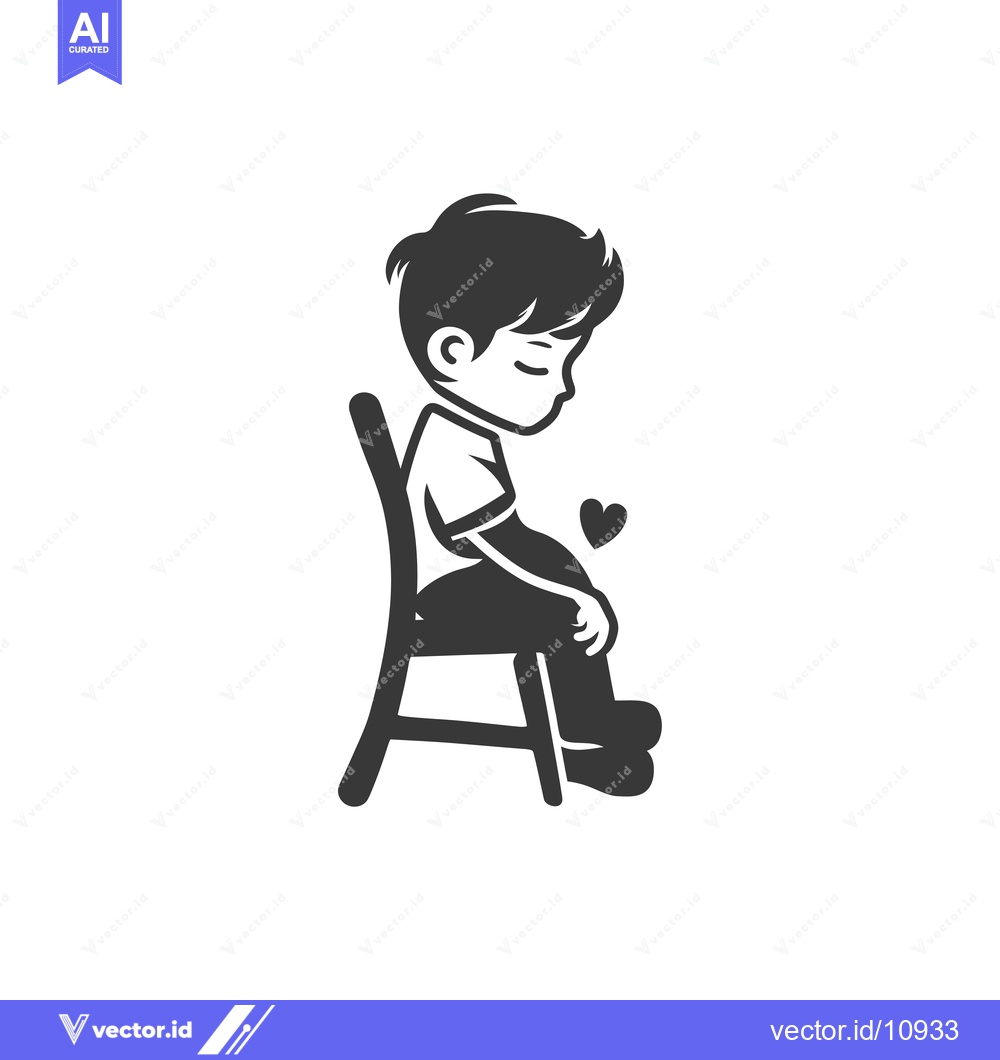 Premium Vector of A Boy Sitting on a Chair with a Heart Above Him