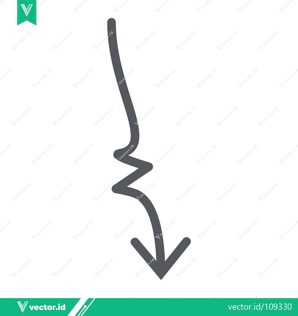 Premium Vector of Hand drawn arrow pointing down with a zigzag line