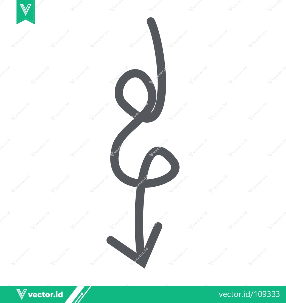Premium Vector of Hand Drawn Arrow Symbol with Swirls and Downward Direction